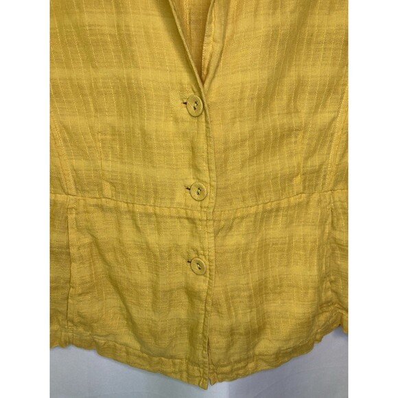 Eileen Fisher Jacket Womens Medium M Yellow Career Lagenlook Linen Blazer - Picture 2 of 9